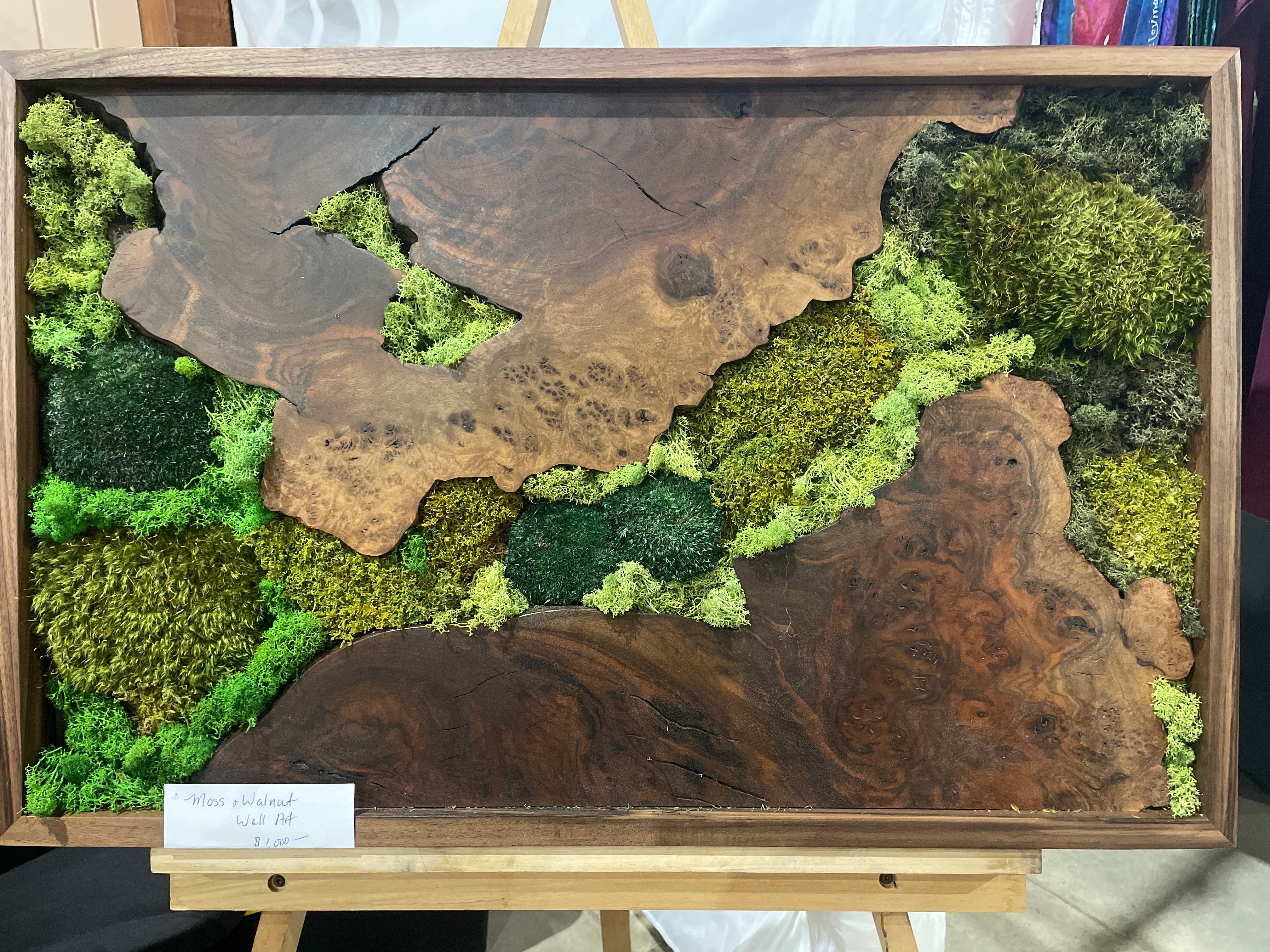 Walnut Framed Moss Wall Art